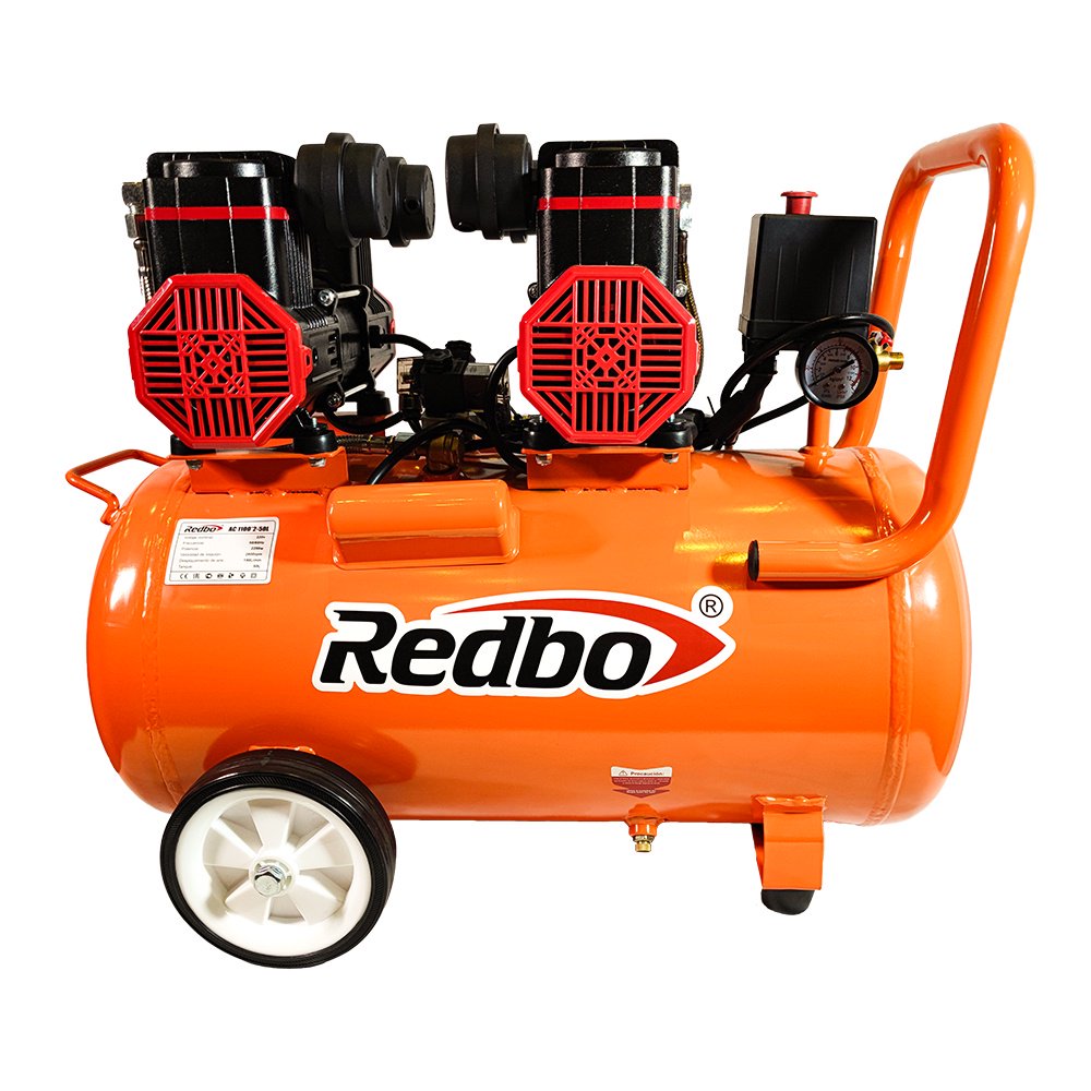 Redbo - Compresor De Aire Silencioso Libre De Aceite Ac 1100*2 50l