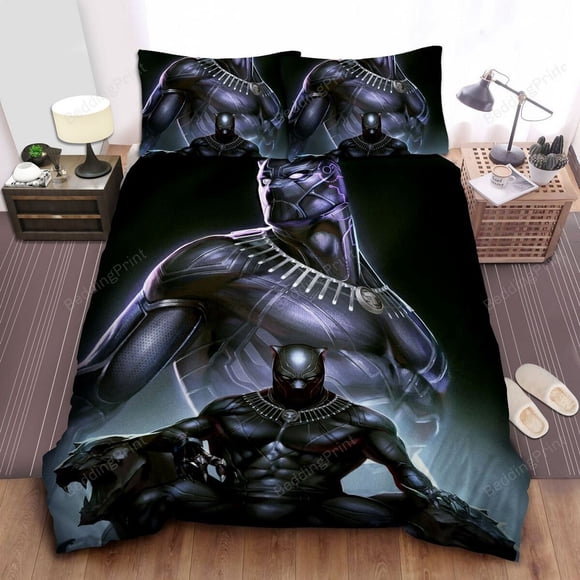 Black Panther Bed Cover Duvet Cover Bedding Set Pillow Covers3-Piece Bedding Set (1 Duvet Cover + 2 Pillow Shams)