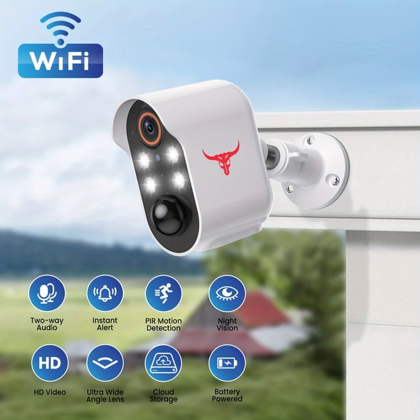 Wireless Security Camera Outdoor, WiFi Camera For Home Security, 1080p, Night Vision, Human Detection, Cloud Storage, Two-Way Talk, 2.4GHz Wi-Fi Compatible, IP65 Waterproof, WiFi Camera, Battery Powe