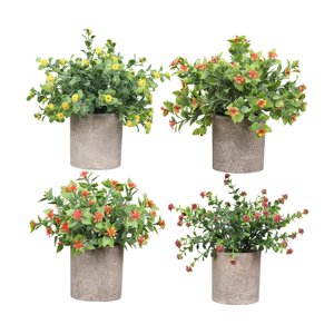 Magideal - 4 Uds. De Plantas Falsas Pequeñas En Maceta, Bonsái Artificial Decorativo, Adornos De Mesa Para Oficina, Dormitorio, Decoración De Alféizar De Ventana Estilo D