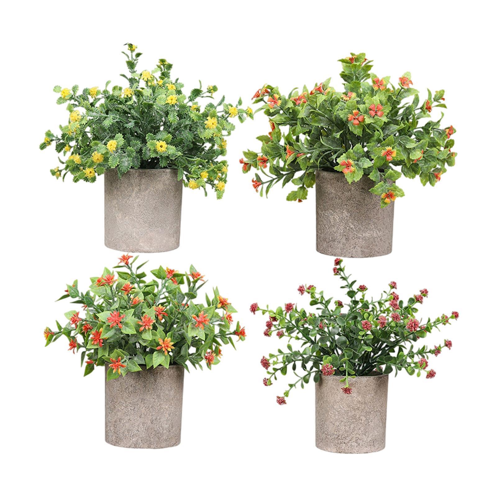 Magideal - 4 Uds. De Plantas Falsas Pequeñas En Maceta, Bonsái Artificial Decorativo, Adornos De Mesa Para Oficina, Dormitorio, Decoración De Alféizar De Ventana Estilo D