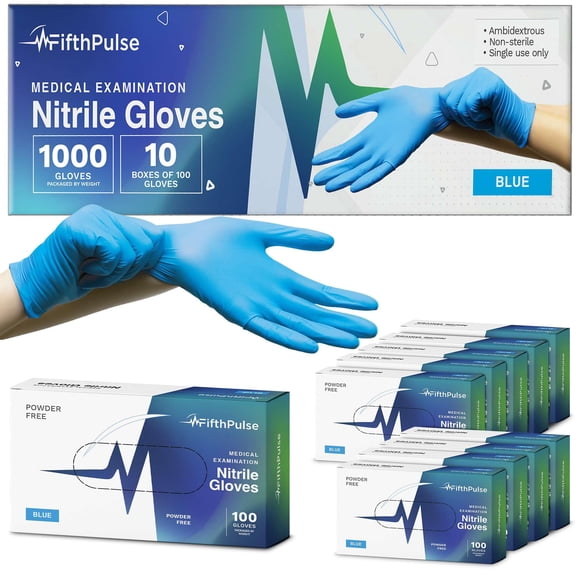 Guantes desechables FifthPulse de nitrilo, 3 mm, grandes, 1000 unidades