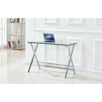 M&Ms - Glass Computer Desk, Transparent Tempered Glass Laptop Table With Rounded Edges Desks, Sofa Table