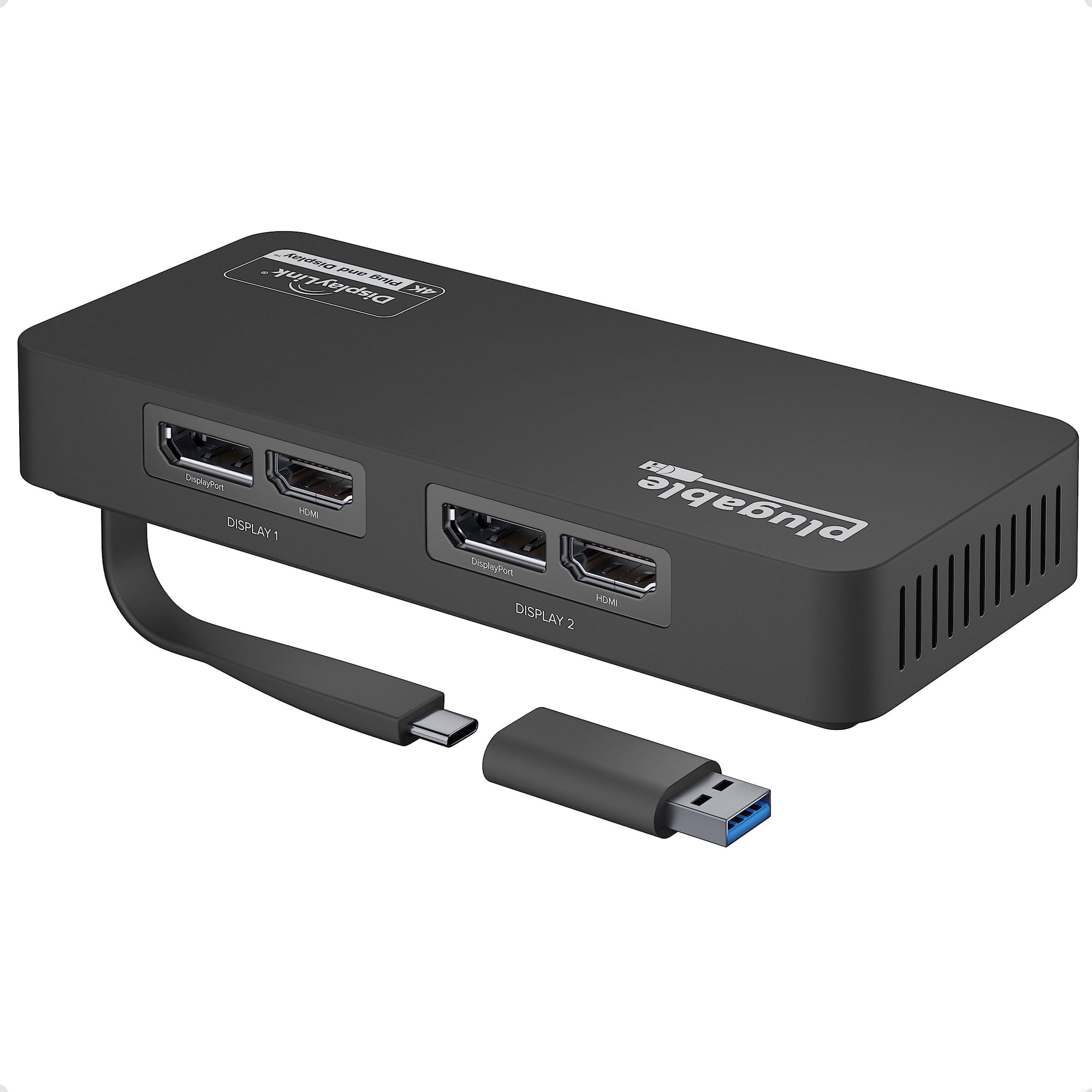 Plugable - Adaptador Dual De Monitor Hdmi Y Displayport 4k Enchufable