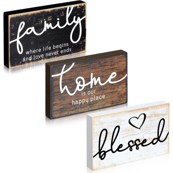 Decoración de Madera Jetec: 3 Carteles Familiares Rústicos