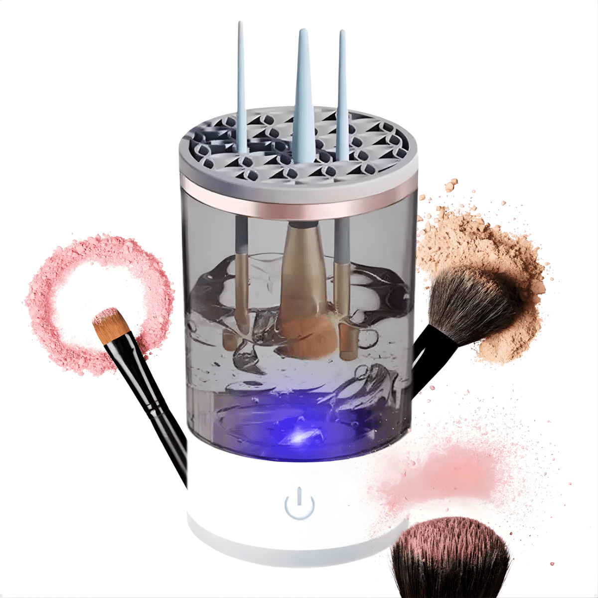 Genérico - Limpiador Eléctrico Brochas Maquillaje Automático Portátil Blanco