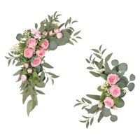 Magideal - 2 Piezas De Flores Artificiales Swag Arreglo Floral Centro De Mesa Guirnalda Colgante Hecho A Mano Arco De Boda Flores Para Cenador Pared Telón De Fon , Rosado