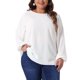thumbnail image 1 of GRACIA Y GRANDEZA Disfraces de Halloween Blusa de Chifón con Lunares Suizos para Mujer Tallas Grandes Cuello Redondo Manga de Linterna con Detalles de Pompones 1X Blanco, 1 of 8