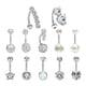 thumbnail image 1 of 12 Uds. Conjunto De Anillos De Moda Para El Ombligo, Piercing, Joyería, Barras, Colgante Largo, 1 of 5