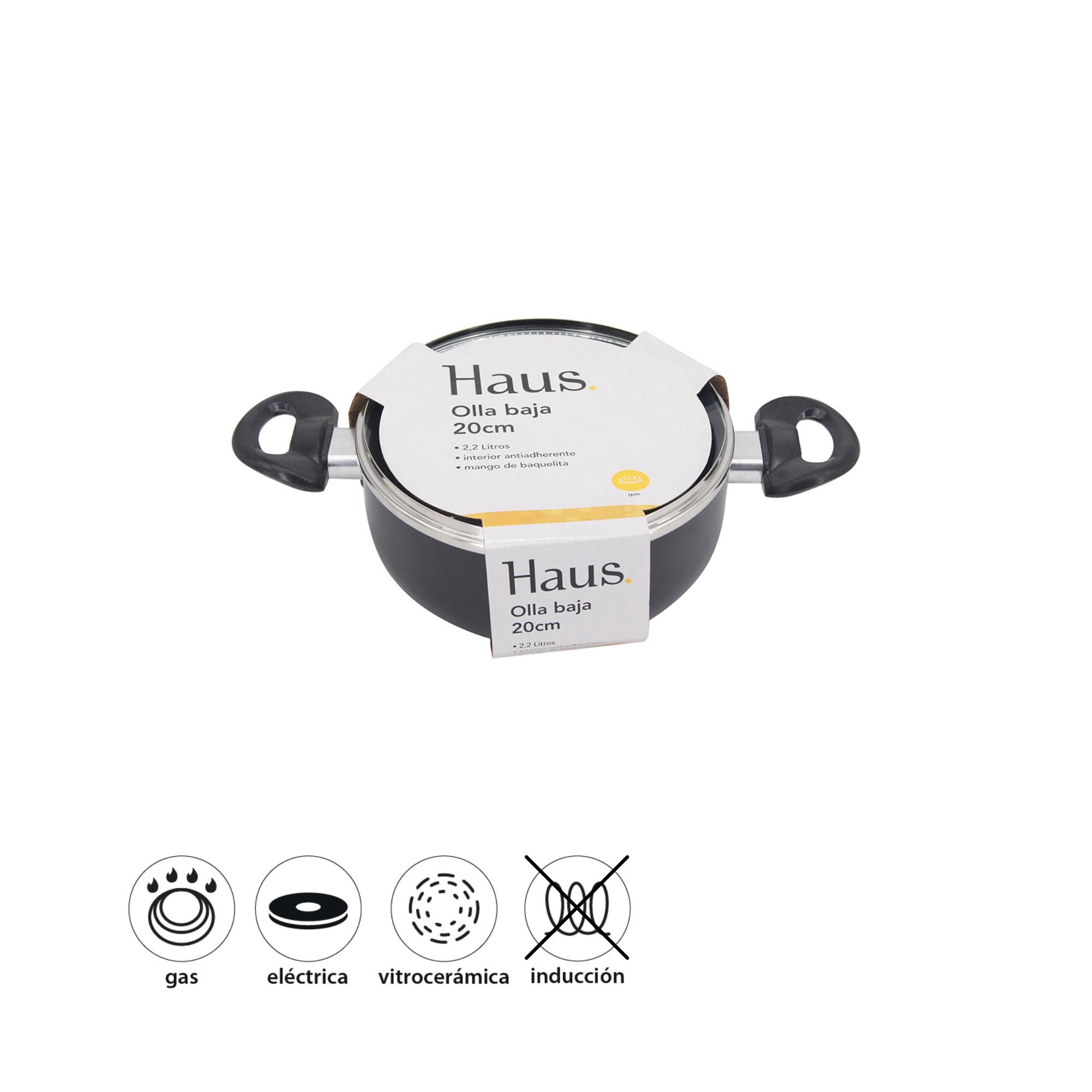 Haus - Olla Aluminio Prensado Antiadherente 20 Cm (2.2 Litros) 1 Piezas