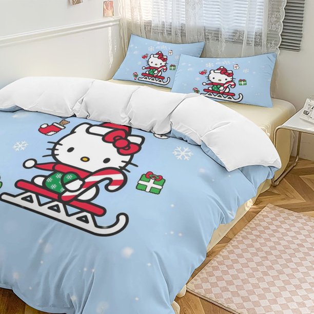 Hello Kitty 3-Piece Twin Bed Set - Includes 1 Single Comforter And 2 Pillowcases Bedding - Fade Resistant Microfiber - Hello Kitty