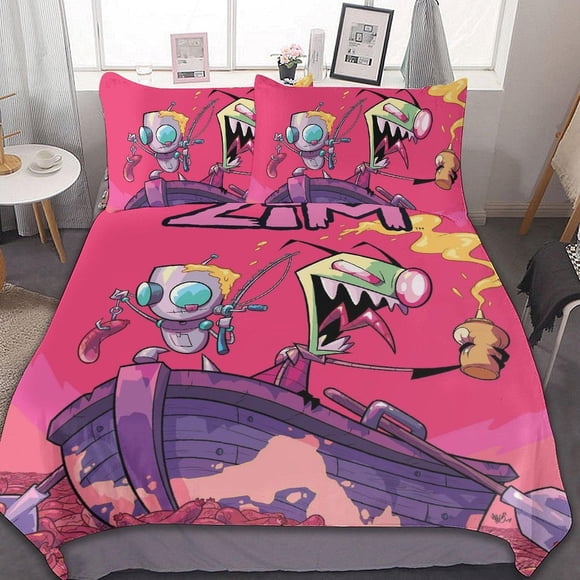Juego De Ropa De Cama De 3 Piezas De Invader Zim Edredones Cómodos Y Suaves Para La Decoración Del Dormitorio Regalo Ideal Incluye 1 Funda Nórdica Y 2 Fundas De Almohada