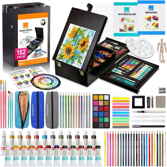 Set Artístico COLOUR BLOCK 152PC Caballete Madera