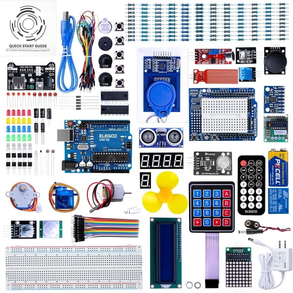 Kit Arduino ELEGOO UNO R3 Completo 200 Componentes Tutorial