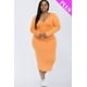 thumbnail image 1 of Vestido Midi de Manga Larga con Cuello Dividido y Talla Grande, 1 of 5