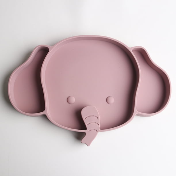 Baby Food Grade Silicone Elephant Dinner Plate, Compartment Food Supplement Dinner Plate