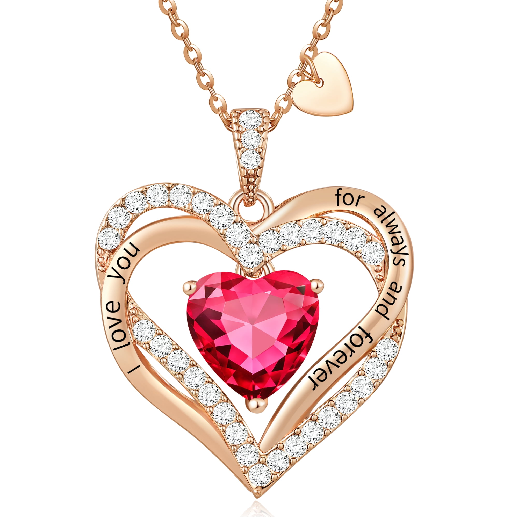 Heshpaws - Colcollares Colgantes De Amor De Amor Para Mujeres Con Piedra De Nacimiento Zirconia, Regalo De Joyería De Aniversario De Cumpleaños De Navidad Para Mujeres Esposa