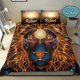 thumbnail image 1 of Sun Lion Neon Light Personalized Custom Name Quilt Duvet Cover Set Super 3-Piece Bedding Set, 1 of 5
