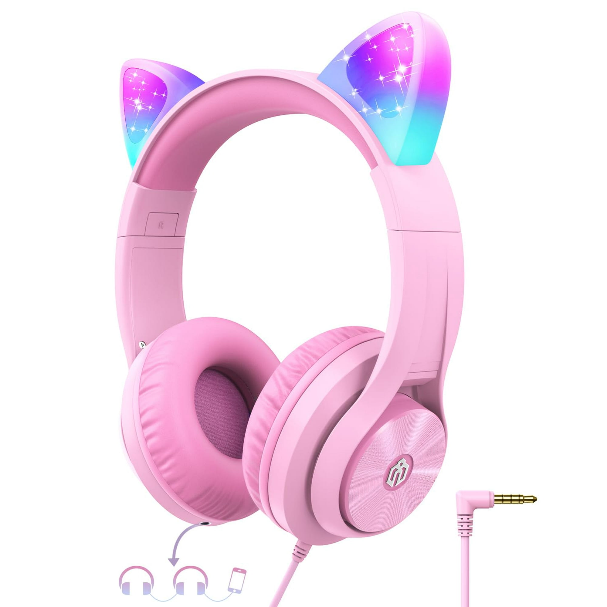 Auriculares Iclever Kids Con Orejas De Gato Y Luz Led Meow Donut