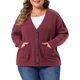 thumbnail image 1 of Agnes Orinda Conjuntos de Halloween Cárdigan de Punto para Mujer de Talla Grande con Cuello en V y Manga Larga Abrigo de Suéter de Otoño Invierno con Bolsillos 3X Burdeos, 1 of 6