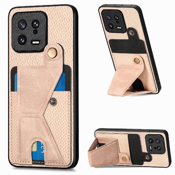 Funda Resistente para Xiaomi 13 con Tarjetero y Soporte, Diseño Magnético Blanco