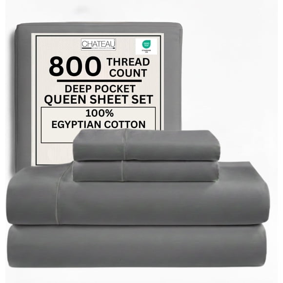 Juego de sábanas Chateau Home Collection, algodón egipcio, 800 hilos, tamaño queen