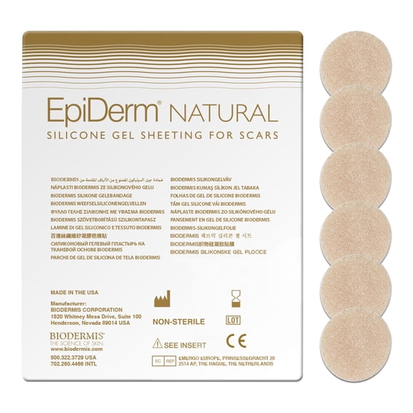 Láminas de silicona para cicatrices Biodermis Epi-Derm Epi-Tab Circles, paquete de 6