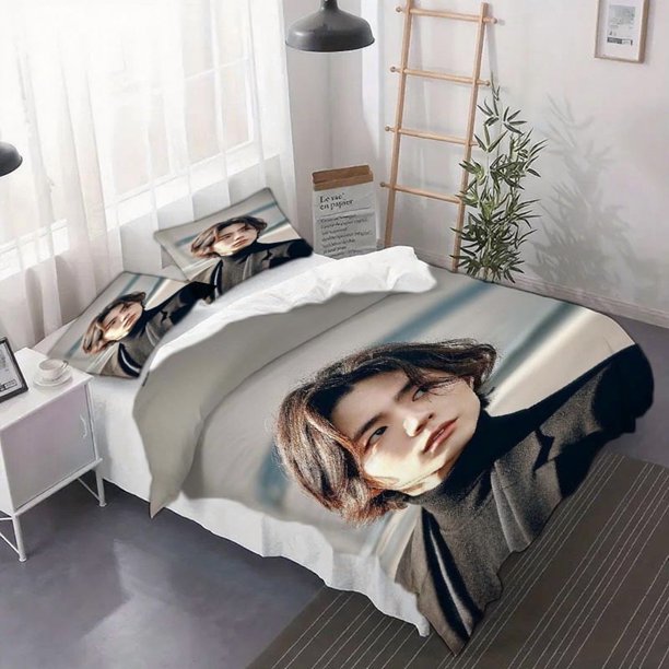 3pcs Park Bo Gum Curly Inspiration Duvet Cover Set - Fashionable Quilt Combo Printed Bedding Ensemble