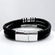 thumbnail image 4 of Pulsera Triple, Ecocuero Negro Y Acero Inoxidable, Hombre Negro 7.5 Cm 21 Cm, 4 of 9
