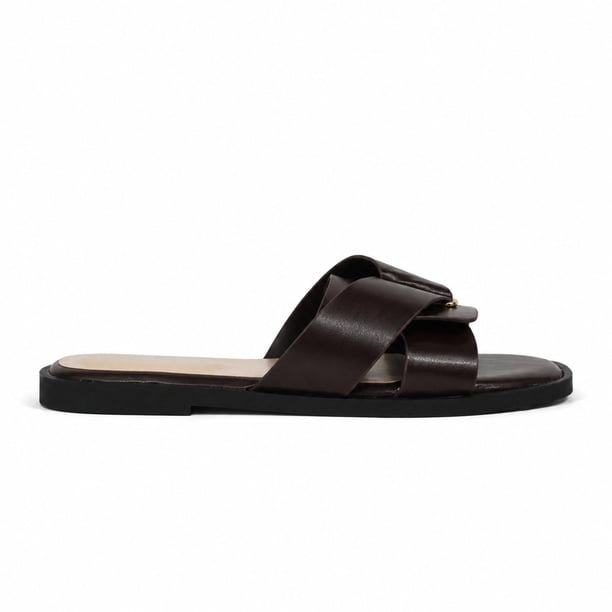 Sandalia Mujer Elegante Plana Punta Abierta 6042
