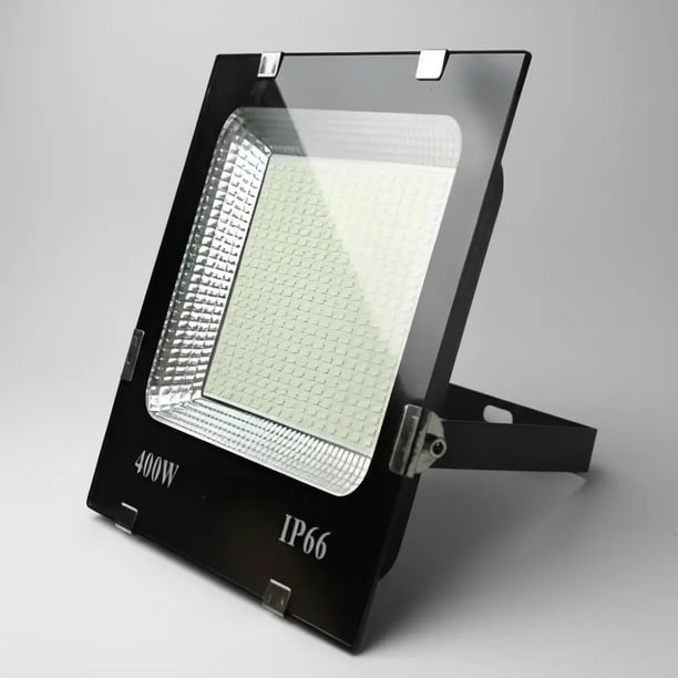 Foco Reflector Proyector Electrico Led 400w Impermeable IP66 Luz Blanca Fria 6500k Carcasa Negra De Exterior Alta Potencia Iluminacion Para Patios Bodegas Estacionamientos FIGOIMPORT