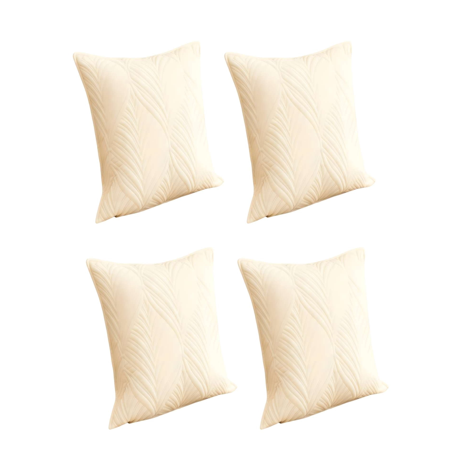 Genérico - Set De 4 Fundas De Cojin Serie Hojas 45x45 Cm Beige