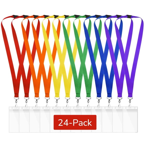 Lanyards WEZEBEL de 24 piezas con cierre de seguridad y porta credencial impermeable