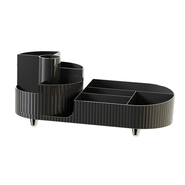 Organizador De Maquillaje Transparente De 3 Niveles Para Brochas Y Lápices, Gris, Para Escritorio O Tocador