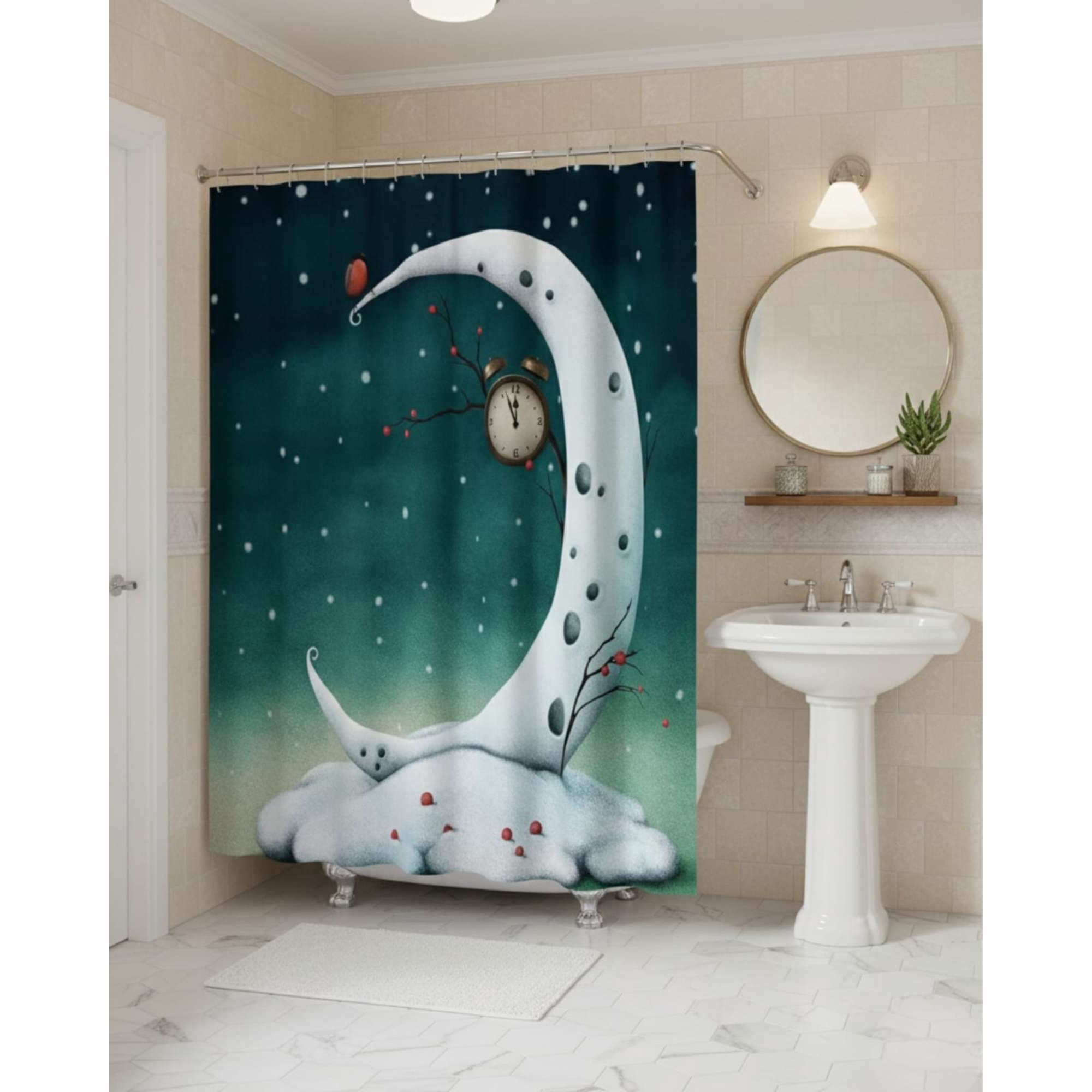 Imac Hogar - Juego De Cortina De Baño Tela Género + Forro Impermeable