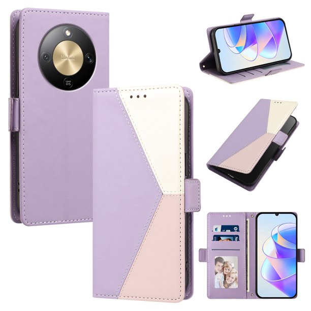 Funda Libro Tricolor para Honor X9D con Ranuras para Tarjetas, Morado