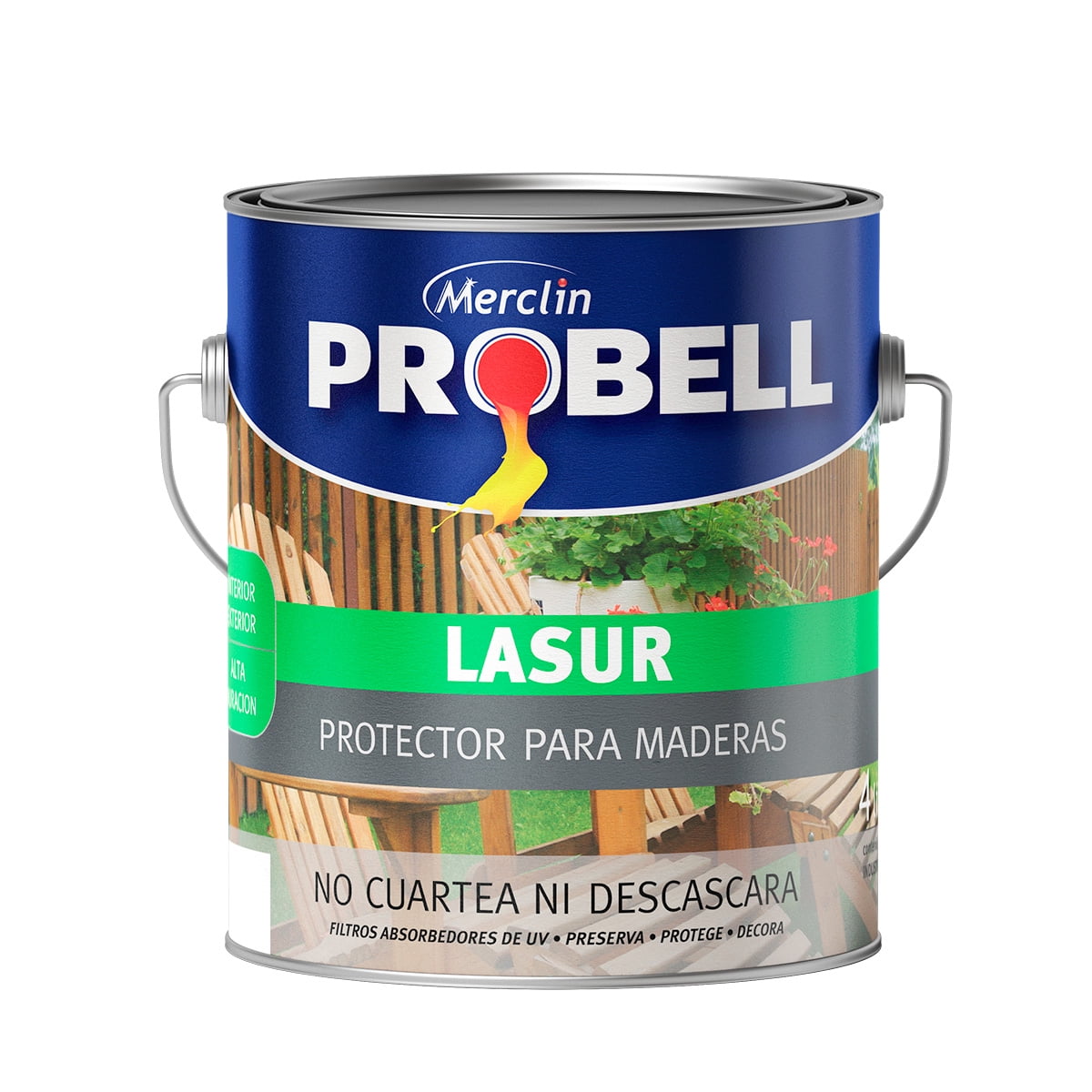 Pintura Protectora Para Maderas Caoba Satinado Probell Lasur 4 Lts.