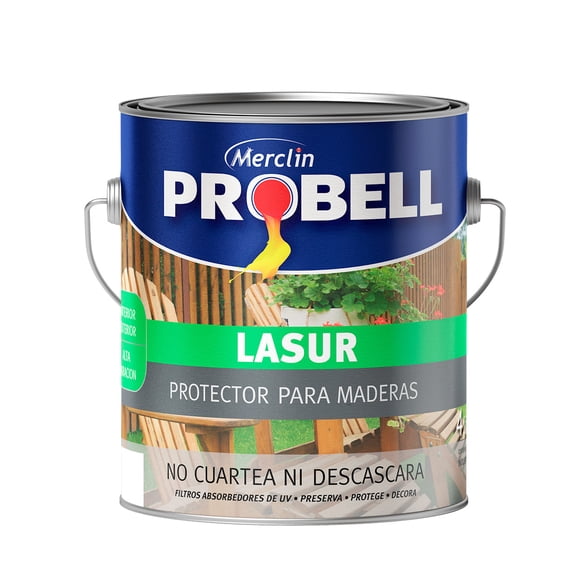Pintura Protectora para maderas Roble Oscuro Billante PROBELL LASUR 4 Lts.