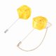 thumbnail image 1 of Alfiler de solapa de flor de rosa Uxcell para hombres, kit de broche de rosa de tela de 2 estilos con cadena de borla de hoja dorada, insignia de satén, alfiler de traje, oro/amarillo, 1 of 7