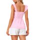 thumbnail image 3 of INSPIRE CHIC Blusa de Cuadros con Peplum para Mujer de Regreso a Clases Cuello Cuadrado Sin Mangas Verano Color Melocotón Claro Talla L, 3 of 6