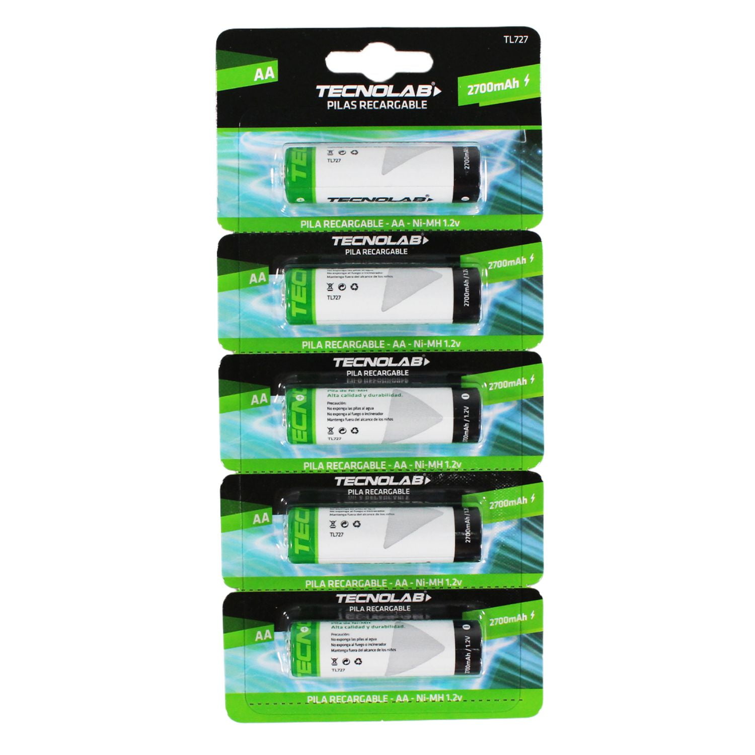 Tecnolab - Pack 5 Pilas Recargables Aa 2700mah - Ps