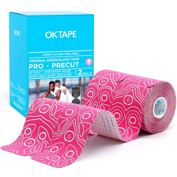 Cinta de kinesiología OK TAPE PRO original precortada de 5 cm x 5 m, 2 rollos