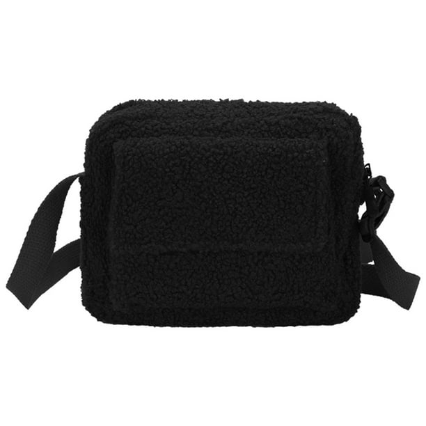 Bolso bandolera de lana de cordero, nuevo estilo 2023, color liso, bandolera diagonal de un solo hombro, moderno bolso cuadrado pequeño.