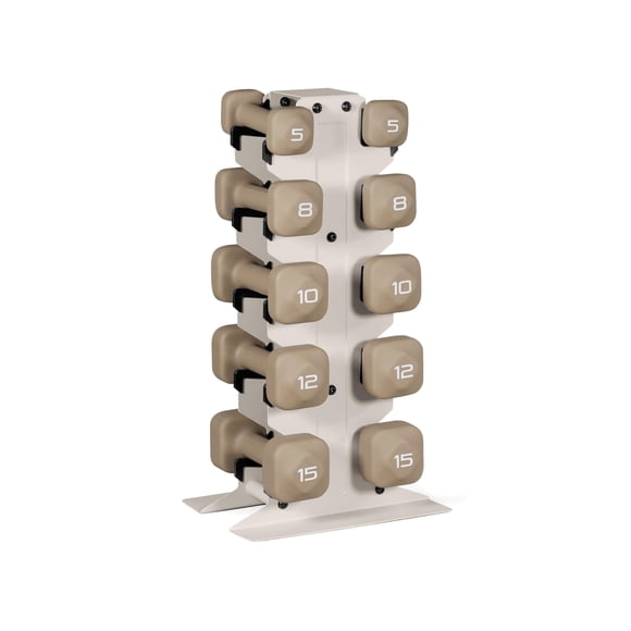Set de mancuernas Tone Fitness de 45 kg de neopreno con rack