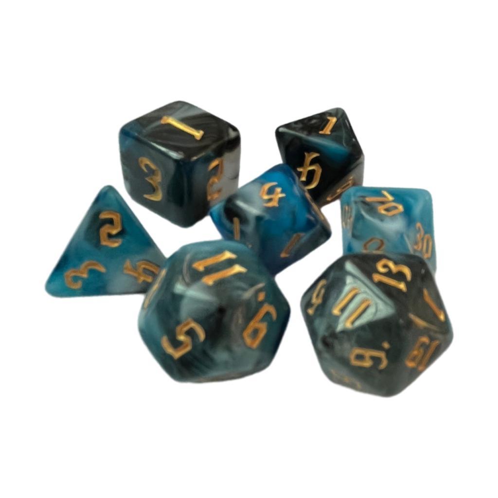 Magideal - 7 Dados Poliédricos De Doble Color Para Juegos De Rol, Suministros Para Fiestas, Digitales Grandes, D6, D4, D8, D10 (00-90 Y 0-9), D12, D20 Azul Negro