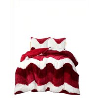 Genérico - Cobertor Peludo 2 Plaza Con Chiporros Y Diseño Color Burdeo