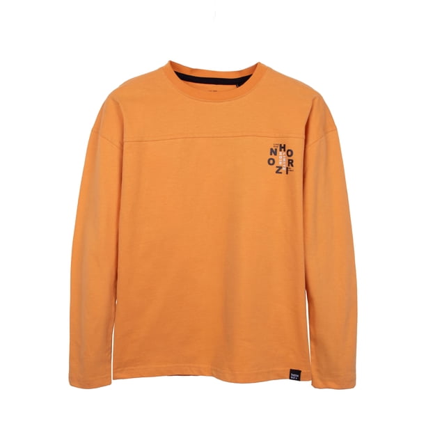 Polera Niño Manga Larga Estampado en Espalda Ocre