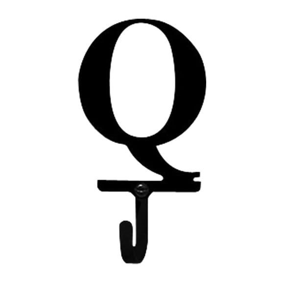 Wall Hook Village de hierro forjado con letra Q pequeña, hierro negro