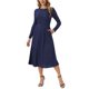 thumbnail image 4 of INSPIRE CHIC Vestidos de Otoño para Mujer de Manga Larga Cuello Redondo Tejido Línea A Casual Vestido Midi L Azul Oscuro, 4 of 6