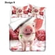 thumbnail image 1 of Rose Flower Pig Piglet Birthday Gift Quilt Duvet Cover Set Bed Linen3-Piece Bedding Set, 1 of 5